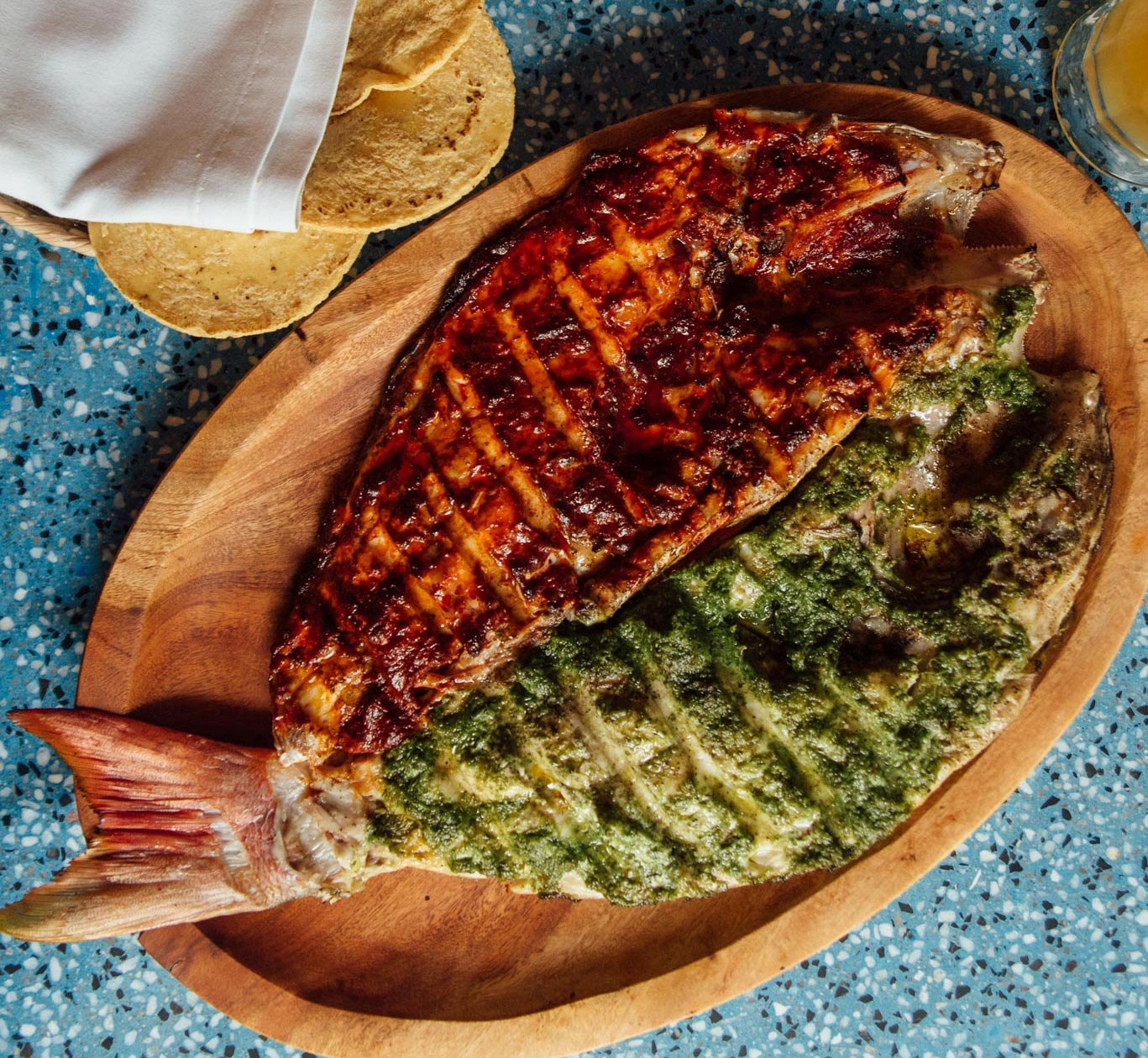 Contramar’s fish preparation with contrasting sauces